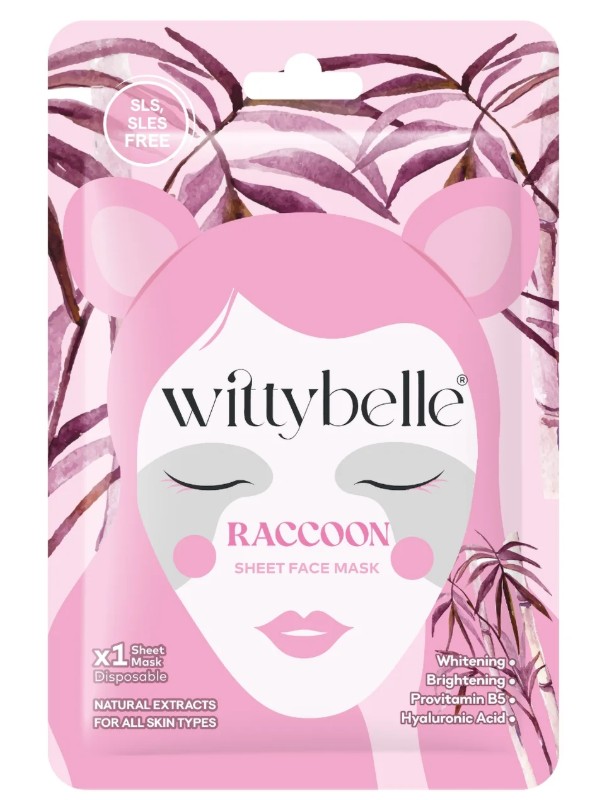 ARUBA-23 Maseczka do twarzy w płacie Wittybelle Rozjaśniająca RACCOON SHEET FACE MASK 25g - obrazek 1
