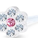 BLOMDAHL Kolczyk do przekłuwania uszu Daisy 5 mm 12-0114-83 plastik medyczny kwiatek srebrny/roż