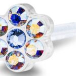 BLOMDAHL Kolczyk do przekłuwania uszu Daisy 5mm Rainbow Alexndrite 12-0114-45 plastik medyczny kwiatek opalizujący