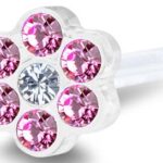 BLOMDAHL Kolczyk do przekłuwania uszu Daisy 5mm Rose Crystal 12-0114-42 plastik medyczny kwiatek różowy/srebrny