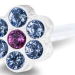 BLOMDAHL Kolczyk do przekłuwania uszu Daisy 5 mm 12-0114-46 plastik medyczny kwiatek niebieski/róż