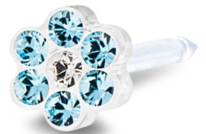 BL-78 BLOMDAHL Kolczyk do przekłuwania uszu Daisy 5mm 12-0114-55 plastik medyczny kwiatek niebieski/srebro - obrazek 1