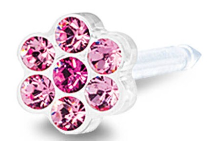 BL-79 BLOMDAHL Kolczyk do przekłuwania uszu Daisy 5mm 12-0114-57 plastik medyczny kwiatek różowy/fuksja - obrazek 1