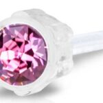 BLOMDAHL Kolczyk do przekłuwania uszu 4mm 12-0103-03 plastik medyczny oczko róz