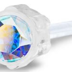 BLOMDAHL Kolczyk do przekłuwania uszu 4mm 12-0103-02 plastik medyczny oczko opalizujące
