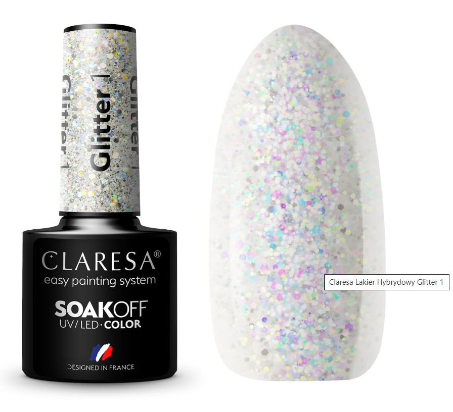 CLA-217 Claresa Lakier hybrydowy GLITTER 1 -5g - obrazek 1