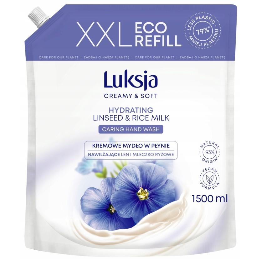 LUK-9 Luksja Mydło w płynie ZAPAS 1500 ml LINSEED&RICE MILK - obrazek 1