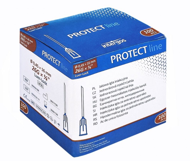 MED-19 Igły jednorazowe PROTECT LINE 0,45x16 100 szt. - obrazek 1