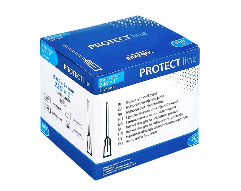 MED-21 Igły jednorazowe PROTECT LINE 0,6x25 100 szt. - obrazek 1