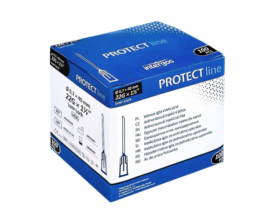 MED-32 Igły jednorazowe PROTECT LINE 0,7x40 100 szt. - obrazek 1