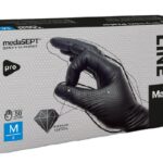 Rękawiczki nitrylowe medaSEPT "M" CZARNE MAX GRIP 50szt
