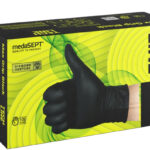 Rękawiczki nitrylowe medaSEPT "M" CZARNE MAX GRIP 100szt grube bhp, motoryzacja