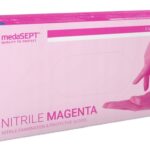 Rękawiczki nitrylowe M fuksja RED ROSE 100szt medaSEPT MAGENTA