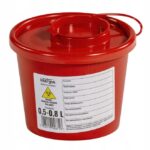 Pojemnik na odpady medyczne zużyte igły czerwony 0,5L-0,8L (niski)