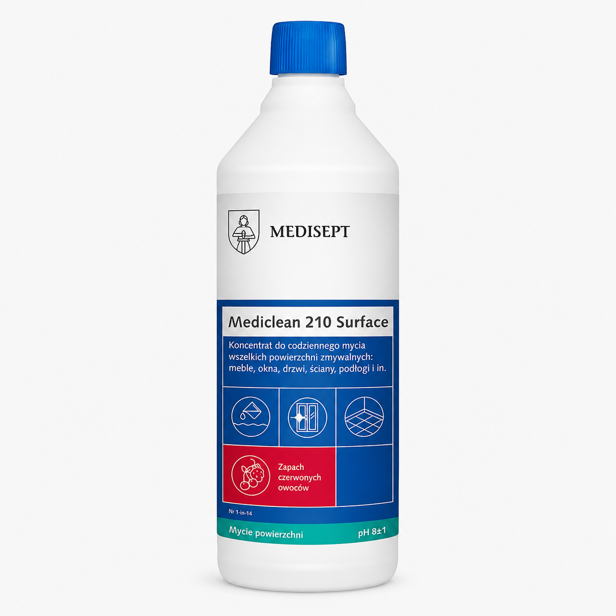 aee022b0-a67e-4139-a3ca-b29738f83c12 MEDICLEAN MC 210 1L Koncentrat do codziennego mycia wszelkich powierzchni Czerwone owoce - obrazek 1